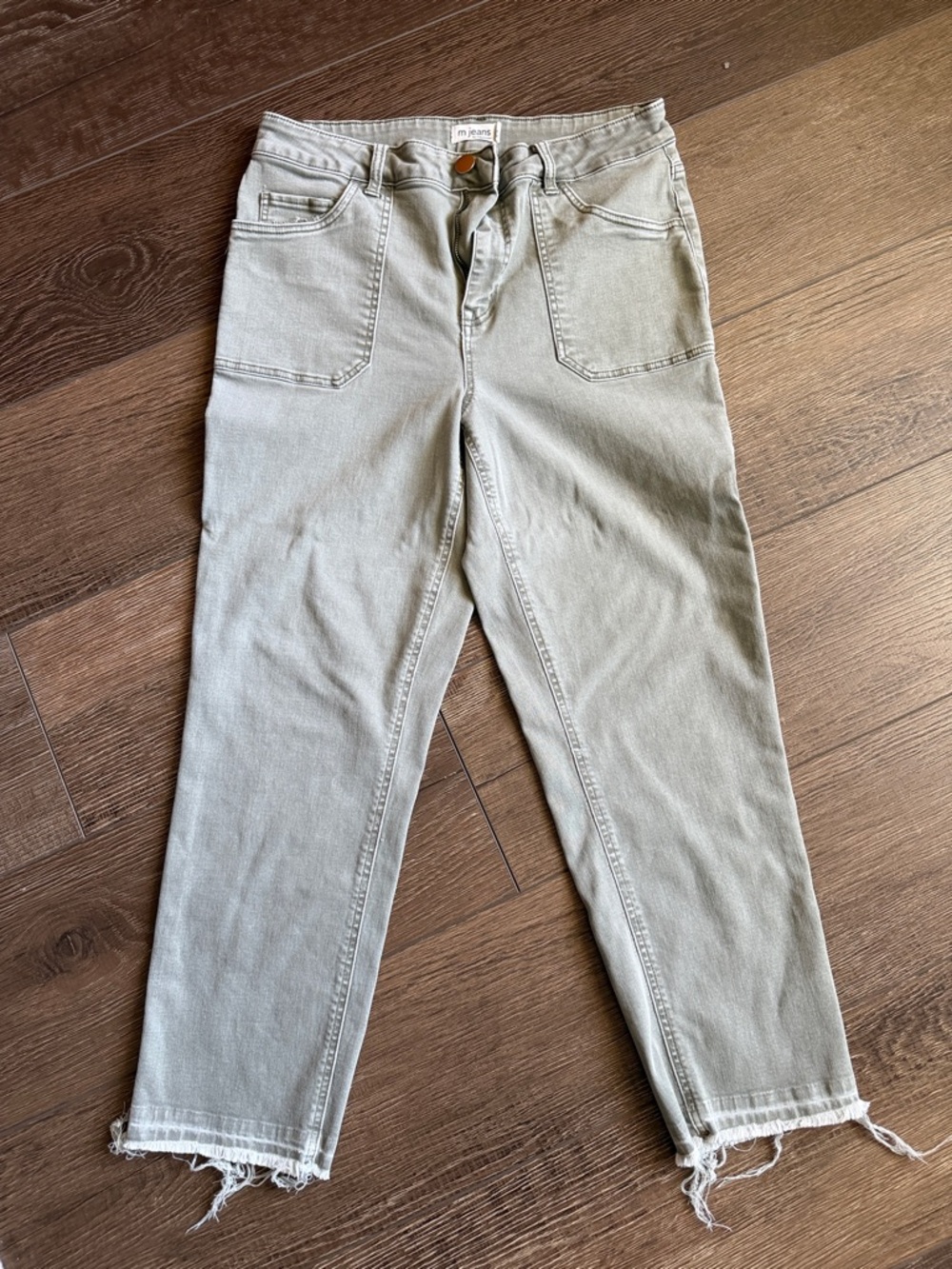Maurices High Rise Slim Straight Ankle Jeans in Light Sage Green